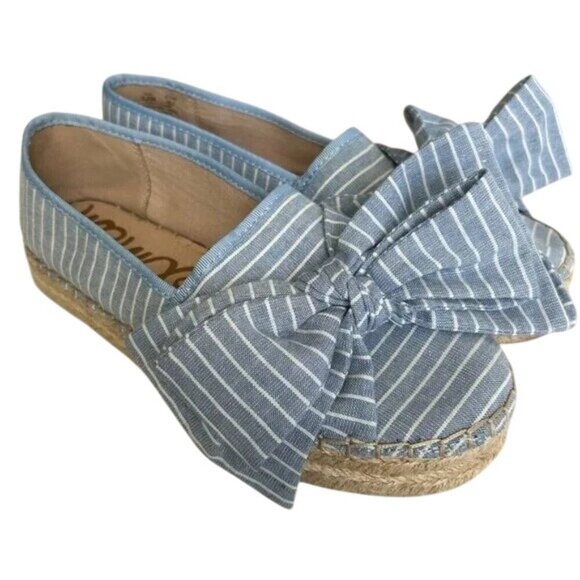 Sam Edelman Ciara Blue Stripe Bow Platform Espadrilles - Picture 8 of 10